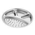KOKKO Stainless Steel Round Divided Plates, Stackable Dinner Plates With 4 Compartment, Divided Tray Sauce Dish For Home Kitchen BBQ Restaurant. 