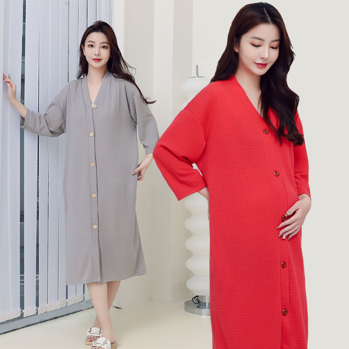 Lazy%20One-Piece%20Pajamas%20Men's%20Summer%20Thin%20Nightdress%20Mid-Length%20Button%20Cardigan%20Nightgown%20Men's%20Pine%20Pure%20Cotton%20Soft%20-%20Image%203