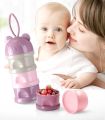 Portable Baby Food & Milk Powder Container 3 Separate Layers of Storage for Different Items. 