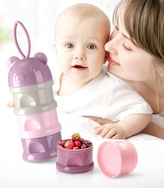 Portable Baby Food & Milk Powder Container 3 Separate Layers of Storage for Different Items