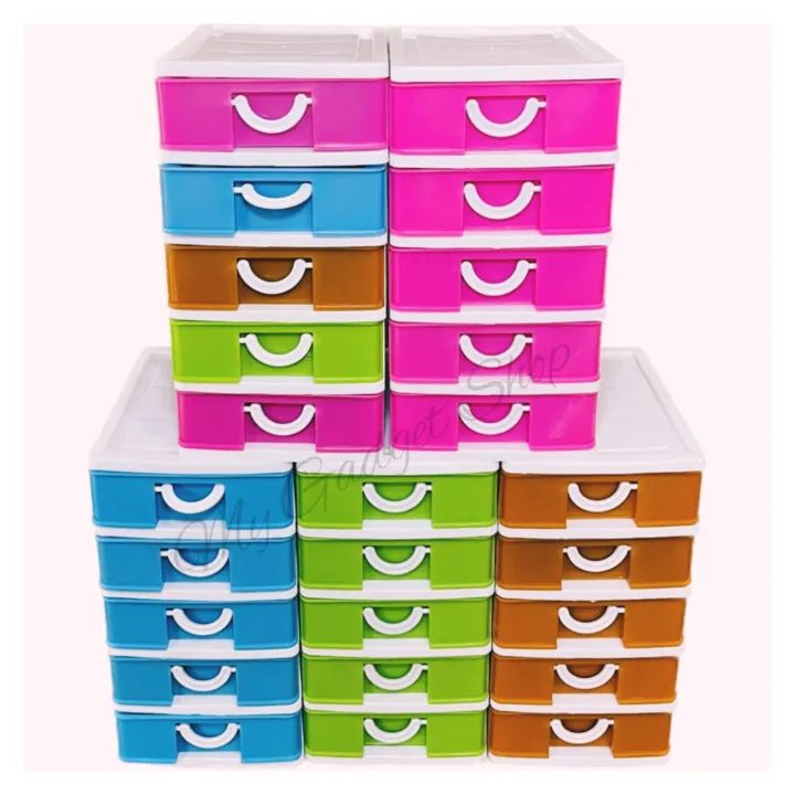 Mini Small Drawer Layer 5 In 1 blue / green / pink / orange / baby office drawer Set Plastic Colorful Storage Box For Medicine Stationery Items Cosmetics Money Jewelry & Other Small Items For Storing Purpose