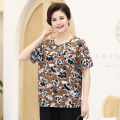 200 Plus-Sized plus Size Women's Clothing Mom Summer Clothes Short Sleeve Fat Mom Short Sleeve T Shirt for Middle-Aged and Elderly People Loose Top. 