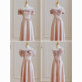 Pink Bridesmaid Dress 2024 New Summer Satin Niche High-Grade Sisters Group Evening Dress Women's Daily Style. 