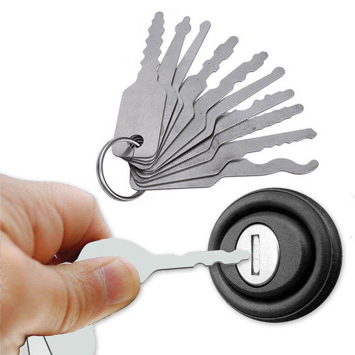 10 Pcs Keys Lock Pick Set for Double Sided Car Lock Opener Auto Locksmith Tool