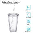 16oz Double Layer Plastic Straw Cup Borderless Creative Portable Carrying Cup. 