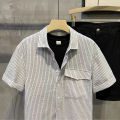 2024 Summer New Handsome Square Collar Shirt Short Sleeve High Sense Simple Trendy Casual All-Matching Shirt Men's Clothing. 