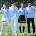 Korean Style School Uniform Suit Female Student Clothes Spring and Summer Short Sleeves College Style Junior High School Student Two-Piece Suit British Style Sportswear. 