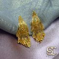 Gold plated Traditional Stylish New Drop Earring With Hanging Chain For Women. 