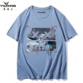 YILKING Cotton Short Sleeve T T-shirt Men's Cotton Oversized Loose-Fitting Pattern Print Trendy Brand round Neck Smiley Face T Summer T Shirt. 