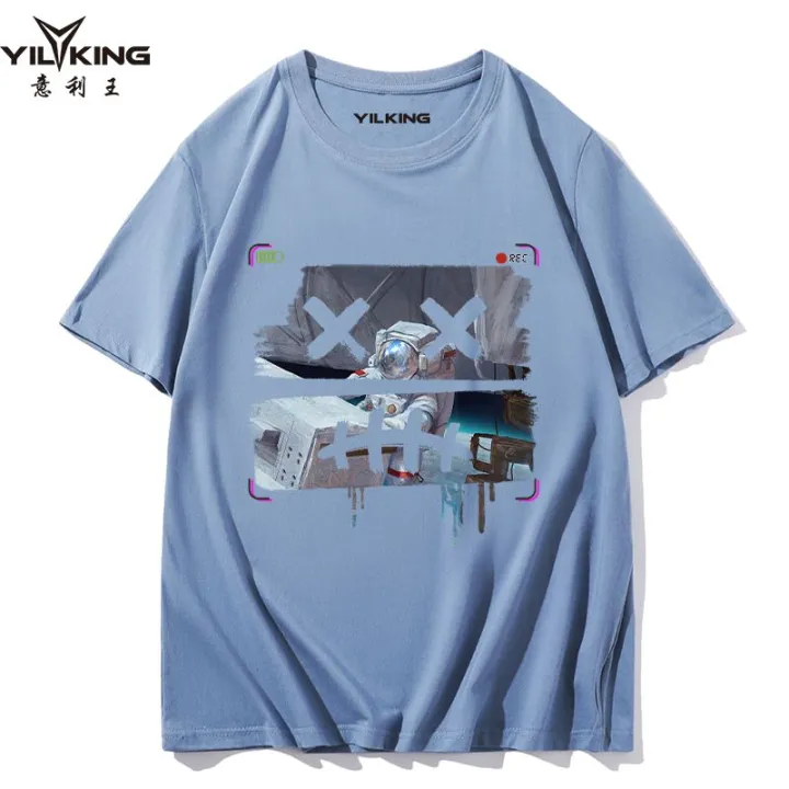 YILKING%20Cotton%20Short%20Sleeve%20T%20T-shirt%20Men's%20Cotton%20Oversized%20Loose-Fitting%20Pattern%20Print%20Trendy%20Brand%20round%20Neck%20Smiley%20Face%20T%20Summer%20T%20Shirt%20-%20Image%207