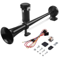 150Db 24V Air Horns Black Horn for Truck, Single Trumpet Truck Air Horn, for 24V Vehicles Train Car Ship Boat Lorry, 17 Inch. 