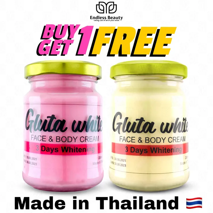 Gluta White Face and Body Pink & White Cream 100% Made in Thailand - 200ml Pink Lotion