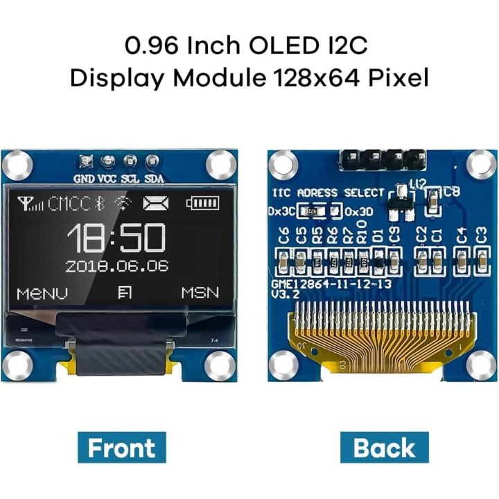 0.96"%20Inch%20OLED%20Display%20Screen%20Module%20I2C%20IIC%20128x64%20SS%20-%20D%20-%201306%203.3V-5V%20Blue/blue%20Yellow/White%20for%20Arduino%20ESP32%20ESP8266%20-%20Image%202