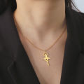 Ballerina Dancer Ballet Girl Designer Necklace Stainless Steel Elegant Pendant Fashion Jewelry Gymnastic Gifts for Girlfriend. 