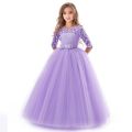Lace Princess Dress for Girls 6-14 Yrs Long Sleeve Wedding Party Gown Birthday Children Tulle Dress Teenage Formal Long Dress. 