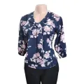 V-Shape Tie Color Masha Floral Printed Blouse for Women - Office Wear. 