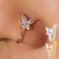1 Pcs butterfly Non Pierced Without Hole Nose Ring Clip On Nose Hoop Ring Piercings Ear Cuff Tragus Earrings Cartilage. 