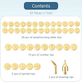 43 PCS Wood Burning Tip Set Including Letter Number Symbol Wood Burning Tip Gold for DIY Embossing and Carving Crafts. 