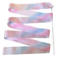 MI LI Rhythmic Art Gymnastics Rainbow Stick Flashing Star Kids Training Tool Gym Ribbons Twirling Rod Ballet Streamer Dance Ribbon. 