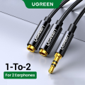 UGREEN Headphone Splitter Cable 3.5mm Y Audio Jack Splitter Extension AUX Cable 3.5mm Male to 2 Port 3.5 mm Female AUX Adapter. 