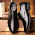 Spring and Autumn Youth British Style Casual Business Wear Leather Shoes Men's Shoes Wedding Shoes Versatile Single-Layer Shoes Work Shoes Waterproof Lightweight. 