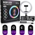 RGB Ring Light Ring Light With 8ft Stand Tripod 10 Inch Selfie LED Ring Light With Adjustable Phone Holder 360 Rotatable Ring LED Studio Camera. 