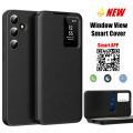 Smart APP Sleep Awake Flip Cover For Samsung Galaxy S25 S24 S23 S22 Ultra Plus Window View Flip-free Answer Calls Leather Cases. 