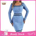 Trendygirl Women Mercerized Cotton Dress Women’s Long Sleeve Knit Bodycon Dress Square Neck Slim Fit Mini Sweater Dress with Buttons – Stylish Fall Casual Tight Dress for Ladies Slim Fit Hip-hugging Dress. 