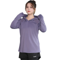 🇲🇾READY STOCK KL Plus Size Cap Hoodie Lady Women Running Yoga Fitness Cool Ice Milk Silk Hiking Top Travel Gym Sportwear Long Sleeve Shirt. 