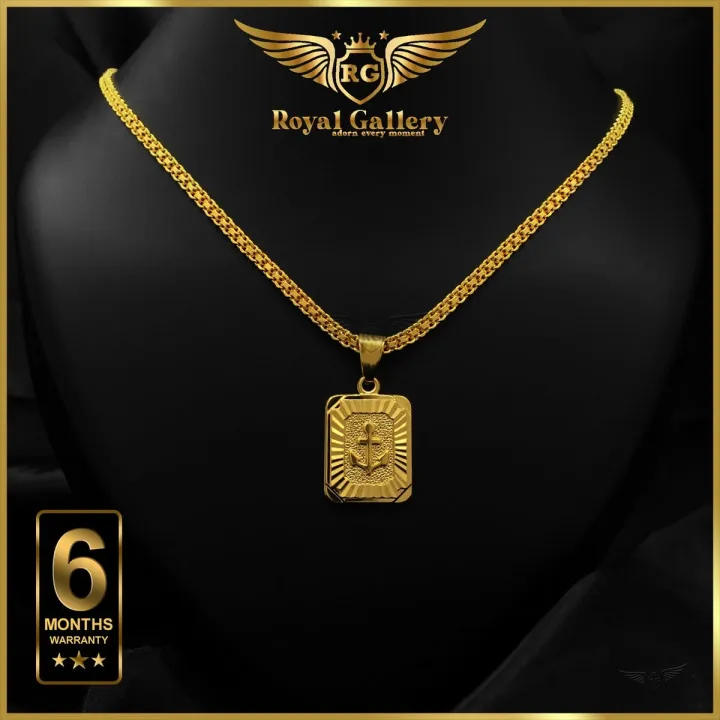 Gold Plated Bismark Chain with Box Ancor Pendant