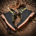 【BestGO】Caterpillar Men Steel Toe Plain Soft-Toe Work Shoes Couple Cowhide Classic Martin Boots for Men Women Size 35-46. 