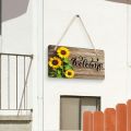 Wall Hanging Plaque Pastoral Style Sunflower Welcome Sign Lightweight Hanging Welcome Door Sign Rectangular Wooden Decoration Sign Office. 