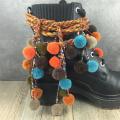 Women Winter Shoes decaration boho Chain Fringe Pom pom Ball Tassels belt for boot. 