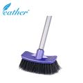 CURVED BATHROOM CLEANING BRUSH WITH 120CM PLASTIC COATED METAL HANDLE  - FEATHER BRAND. 