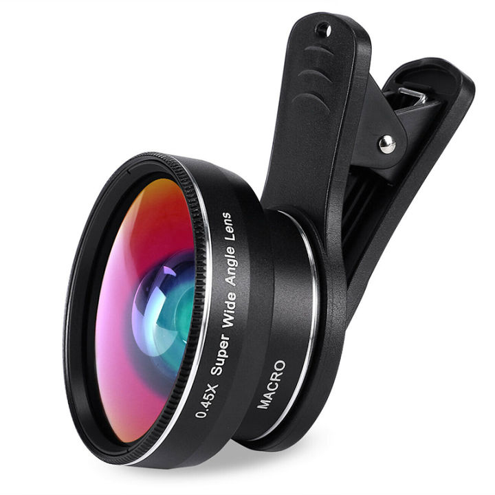 Super Wide Angle 0.45X and 15X Macro Lens Clip-on For iphone Camera Universal