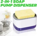 Dish Soap Dispenser for Kitchen, Soap Dispenser and Sponge Holder, Countertop Soap Pump Dispenser, 2-in-1 Soap Dispenser-One Hand Soap Pump Dispenser. 