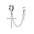 【ETOP】1Pc Black/Silver Punk Stainless Steel Earrings Metal Chain Double Cross Pendents Earring Gothic Jewelry Unisex. 