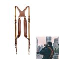 High Quality Leather Camera Accessories Dual Harness Two Cameras Shoulder Leather Strap Double Shoulder Straps Criss Cross Cameras. 