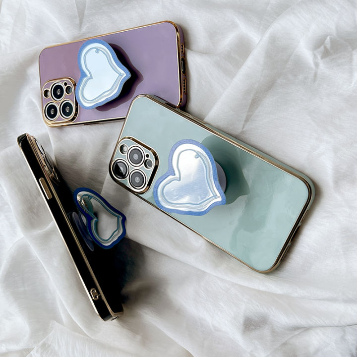 MiniCase%20For%20Samsung%20Galaxy%20A03s%20Shining%206D%20gold-plated%20three-dimensional%20love%20heart%20type%20makeup%20mirror%20blue%20brush%20stroke%20airbag%20station%20mobile%20phone%20back%20cover%20square%20cover%20girls%20and%20boys%20gift%20soft%20hard%20waterproof%20anti-fall%20protective%20case%20-%20Image%205