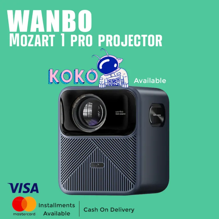Wanbo Mozart 1 Pro Projector with Wifi and Bluetooth, Android TV 11 Movie Projector, 900ANSI Lumens Smart Projector 4K Support, 2*8W Speakers, Auto Focus, Object Avoidance and Screen Adaption
