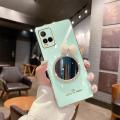 For Vivo Y21 Back Cover + Bowknot Makeup Mirror Fashion Shiny Plating Square Bumper Bling Girls Phone Case Soft TPU Silicone Shockproof Back Cover. 