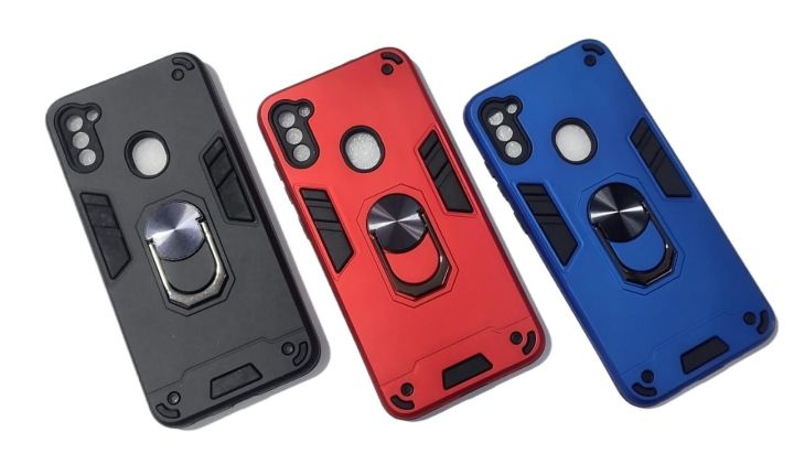 SAMSUNG M11 & A11 Hard Shockproof Armor Back Cover with Finger Holder Ring Back
