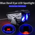 Motorcycle LED and Car Mini Driving Light Set Five Modes (2PCS) LED Headlight Fog Light 60W 12000lm Driving Headlight Bulb IP68 Waterproof Auxiliary Spotlight + DRL Blue. 