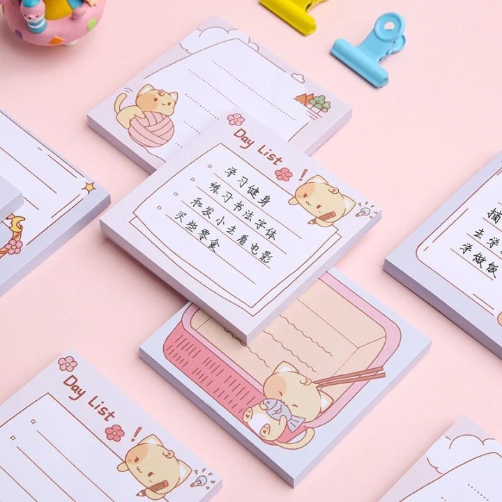 Japan Cute Cat Sticky Notes Set Kawaii Memo Pads Post Notepads Back to ...