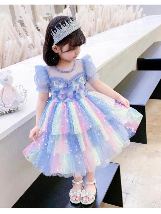 Girls'%20Summer%20New%202024%20Children's%20Aisha%20Seven%20Rainbow%20Princess%20Dress%20Girl's%20Western%20Style%20Puffy%20Performance%20Skirt%20-%20Image%207