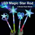 LED Luminous Hollow Magic Star Rod Light-up Wand Glow Sticks Christmas Party Concert Glowing Stick Flashing in Dark Party Props Toy. 