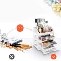 Makeup Organizer with 1 Drawer Storage Unit | Large Capacity Clear Display case for Jewelry, Cosmetics, Makeup and Desktop Units (Size - 270mm x 170mm x 235mm. 