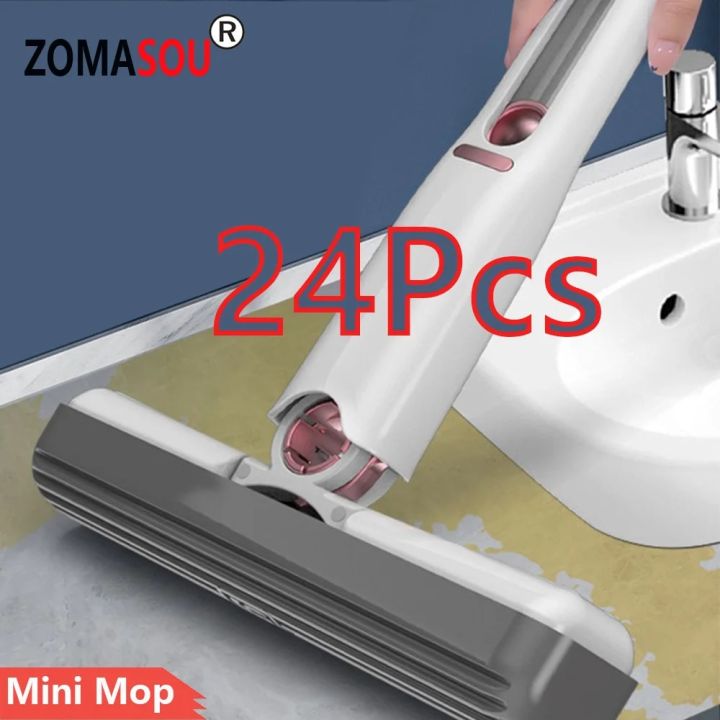 MengshanLuxury Cleaning Tools 2-24Pcs Mini Mop Squeeze Mini Mop Folding Home Cleaning Mops with Self-squeezing Floor Washing Mops Desk Kitchen Car Clean Tools