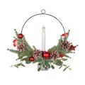 Likovie Battery Operated Christmas Wreath Led Light-up Christmas Wreath with Red Berry Pinecone Garland Festive Xmas Decoration for Front Door Wall Hanging Christmas Window Wreath. 