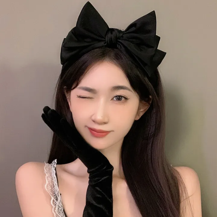 Sweet%20Black%20Bow%20Knot%20Hairband%20Temperament%20Elegant%20Headband%20For%20Women%20Korean%20Style%20Fashion%20Headdress%20Girls%20Hair%20Accessories%20-%20Image%202